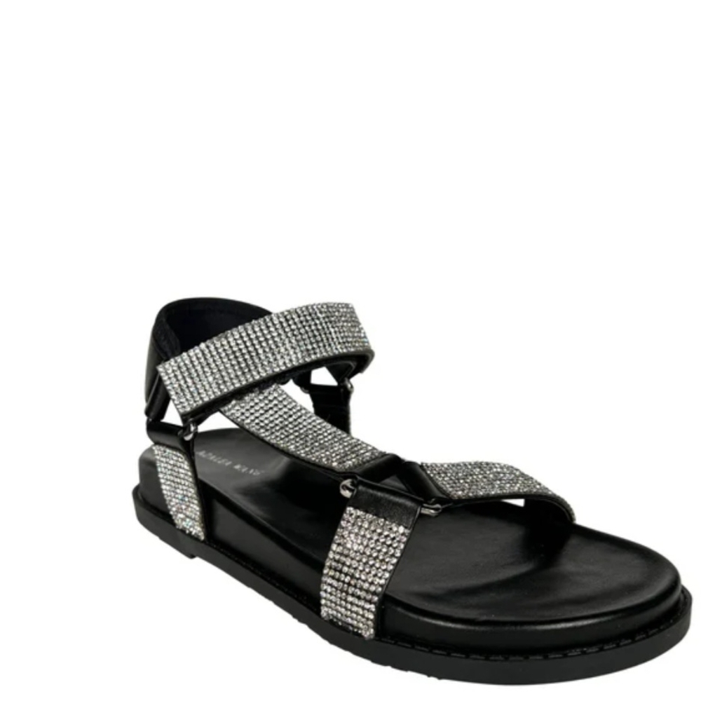Elegant Black Sandals with Silver Accents